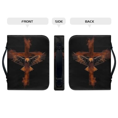 Leather Bible Cover Case, Book Cover with PU Bookmark, Bible Case,Brown Bible Covers for Men,Christian Gifts,Bald Eagle Cross,X-Large - color: Bald Eagle Cross, size: X-Large