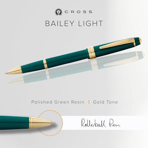Cross Bailey Light Rollerball Pen, Polished Green, Medium Point, Black Ink - color: Polished Green