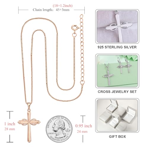 STARCHENIE Infinity Cross Necklace for Women Sterling Silver Polished Cross Pendant Crucifix Jewelry - color: Rose Gold