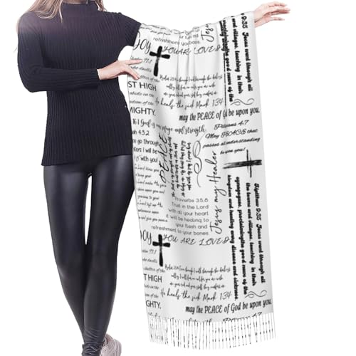 Prayer Shawls and Wraps for Women, Jesus Christian Gifts Bible Scarf Super Soft Fashion Shawl With Tassel - color: Color1