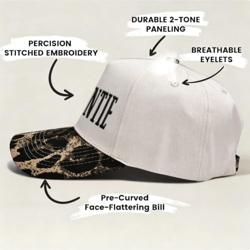 Put It On My Husband's Tab Funny Trucker Hats Women Vintage Adjustable Baseball Cap Embroidery Fashion Trucker Hat - color: Auntie - Beige/Leopard Print