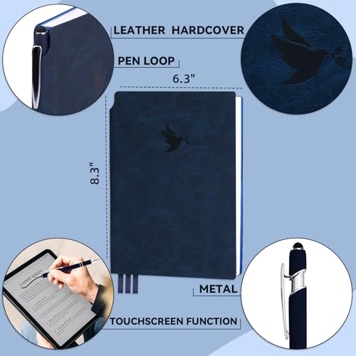 XKDOUS Leather 8.6" Bible Study Journal, Bible Notebook for Women, Navy - color: Navy