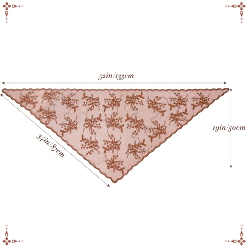 Lystaii Triangle Lace Mantilla Veil Catholic Chapel Head Covering Scarf - color: Brown