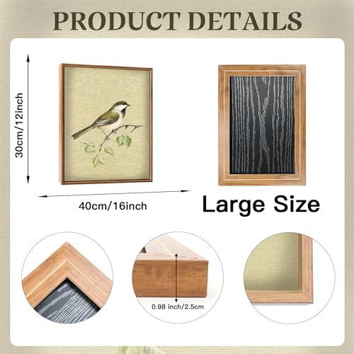 LHIUEM 12”X16”Vintage Bird Prints Wall Art Leave Hummingbird Canvas Antique Painting Spring Birds Painting Sparrow Bird Vintage Art Print Spring Botanical Animal Framed Artwork for Bathroom Nursery - color: bird 2