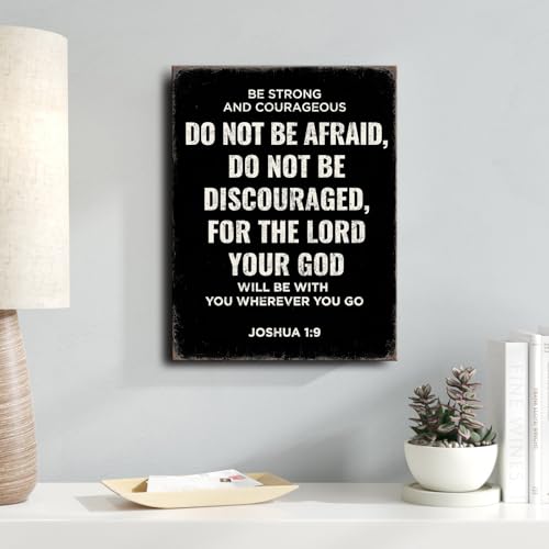 Be Strong and Courageous Joshua 1:9 Bible Verse Canvas Wall Art - Christian Scripture Inspirational Wall Decor for Prayer Room, Faith-Based Home Decor, Religious Gift for Women,christians,pastor,Motivational Spiritual wall decor for Living Room,bedroom de