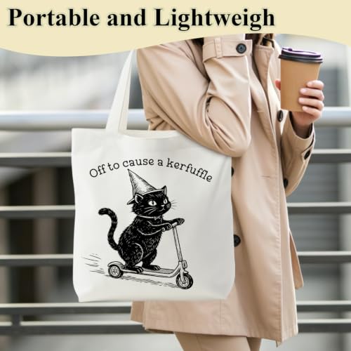 Canvas Tote Bag for Women - color: Cat Skateboard