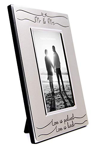 Haysom Interiors Beautiful Two Tone Silver Plated Mr & Mrs 4" x 6" Picture Frame with Black Velvet | Unique and Thoughtful Gift Idea by Happy Homewares - size: Mr & Mrs