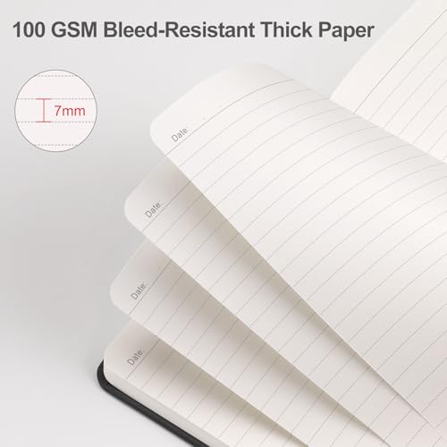 EMSHOI Lined Journal Notebook, 192 Numbered Pages, A5 Size (5.7'' x 8.3'') - color: Black, style: Ruled