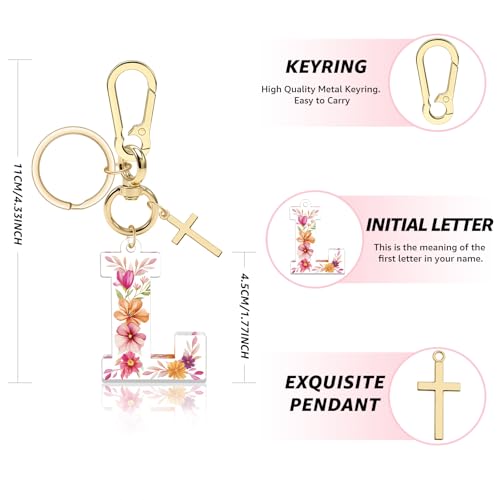 Vadaka Initial Keychain for Women Girls Initial Letter Keychains for Backpack Christian Religious Birthday Gift for Women - color: Letter_l