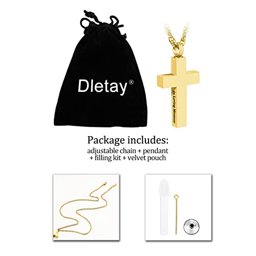 Cremation Cross Necklace for Ashes Stainless Steel Cross Urn Necklace Ashes Holder Memorial Jewelry-In Loving Memory - color: Gold, style: Customize