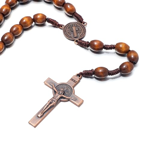 KOMI Handmade Wooden Catholic Rosaries, Rosary Beads Necklace Wood Christian Prayer Beads Catholic Christian Gift - style: Rosary#1