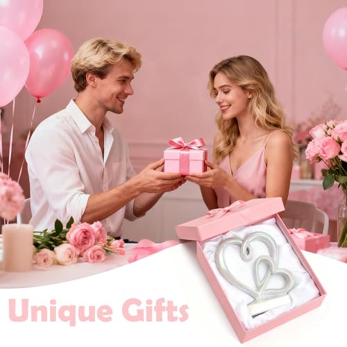 Anniversary Wedding Couples Gift Rainbow Hearts Resin Statue Decor - color: Rainbow