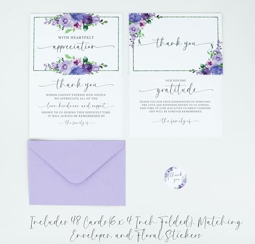 Funeral Thank You Cards with Envelopes Message Inside
