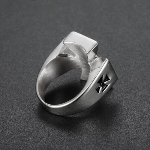 Striking Iron Cross Black Enamel Ring Vintage Military Gothic Knights Templar Titanium Steel Jewelry Maltese Cross Biker Accessory