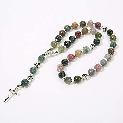 8mm Handmade Anglican Prayer Beads Rosary for Women - color: Silver (IndiaAgate)