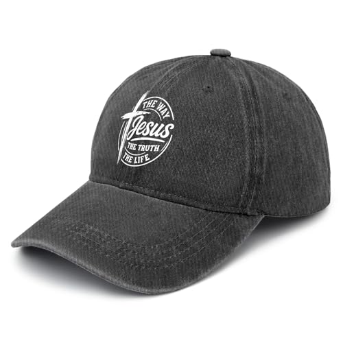 Y'Alls Need Jesus Hats for Mens Aesthetic Washed Distressed Baseball Cap - color: The Wayy the Truths the Life 4
