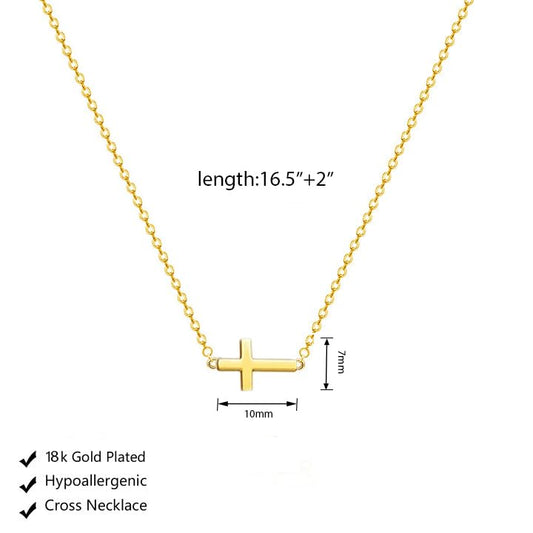 Luxval Cross Necklace for Women -Dainty 14K Gold Plated Cross Necklace Layered Gold Cross Necklace Cross Choker Necklace Gold Cross Necklaces for Women Trendy Gold Jewelry Gifts for Women - color: Gold-Sideway Cross