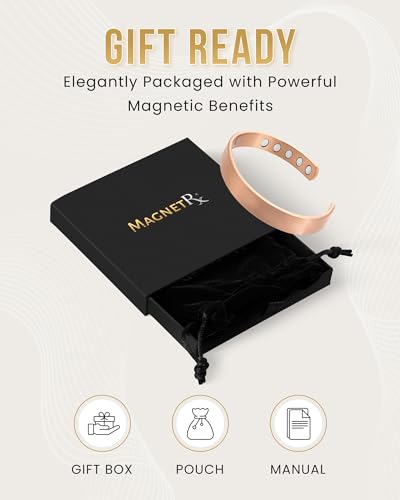 MagnetRX® Copper Cuff Magnetic Bracelets for Men & Women (Medium) - color: Copper, size: Medium (Pack of 1)