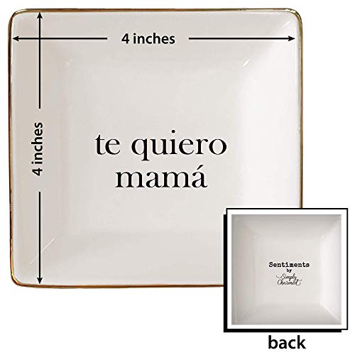 Simply Charmed I Love You Mom Spanish Gift - Ceramic Jewelry Dish or Ring Holder – Trinket Tray – Fun Birthday or Gift for Mother, Mama or Madre - style: Love Mama (Spanish)