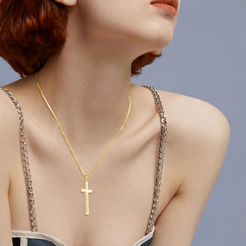 POPLYKE Cross Necklace 925 Sterling Silver Philippians 4:13 I Can Do All The Things Inspirational Necklace Gifts for Women Men 20+2'' - color: Gold