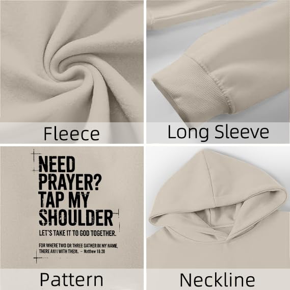 Christian Hoodies for Men Jesus Cross Casual Tops - color: Apricot, size: Small
