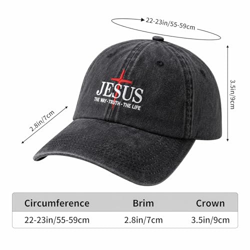 BINTEHGS Mens Christian Faith Embroidered Hat Jesus The Way The Truth The Life Baseball Cap Cross Adjustable Trucker Hats - color: Black