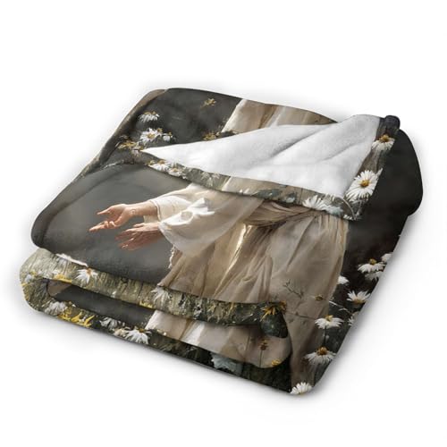 Jesus Lamb Blanket Christian Jesus Soft Cozy Throw Blanket Christ Religious God Super Plush Warm Stuff Lightweight Fleece Flannel Blankets Gifts for Women Girls Kids Adults 60"X50" - color: Green Jesus Lamb, size: 60"x50"