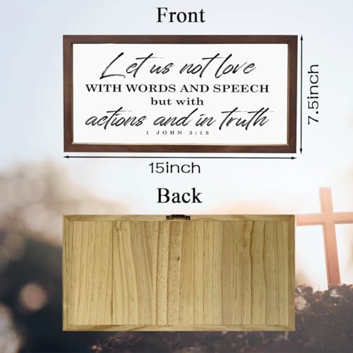 Christian Love Decor, Vintage Framed Wall Art for Home Living Room, Above Bed Decoration for Bedroom, Family Room Decor, Farmhouse Wood Framed Sign 15×7.5×0.3 inches, Bible Verse Wood Sign - color: color 20