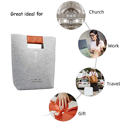 Bible Bag, Felt Carrying Book Cover Case Church Tote Handbag Christian Gift