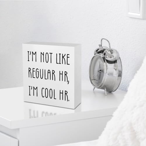 Funny Human Resources Office Supplies Desk Decor White Wooden Box Sign - color: White0394