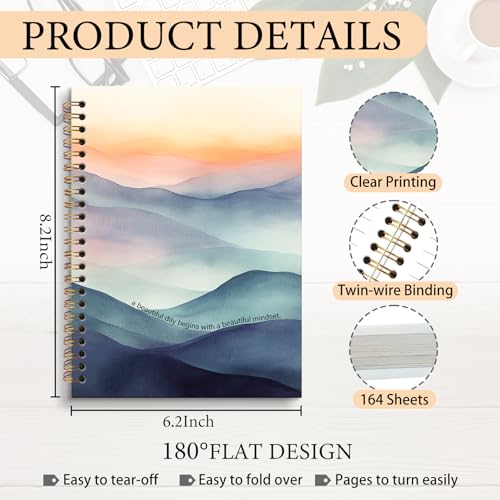 Inspirational Notebook Journal, Inspirational Gifts Journal for Women, Nature Mountain Landscape Aesthetic Motivational Notebooks for Note Taking, Spiral Notebook 5.5x8.3 Inch - color: A beautiful day