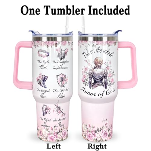 Christian Gifts for Women 40 Oz The Whole Armor of God Christian Tumbler Cup Inspirational Religious Gifts for Mom Wife Sister Friends Faith Jesus God Bible Verse Gift - color: Put On The Whole Armor of God 01