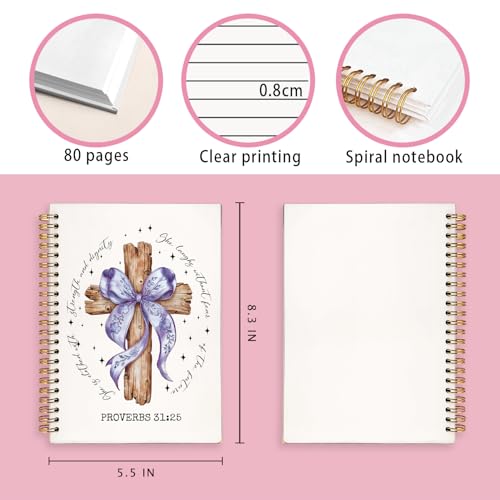 Coquette Purple Bow Church Notes Notebook for Note Taking - color: Proverbs 31:25 - purple