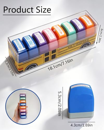 WAFJAMF 8 Pack Teacher Stamps for Grading Self-Inking School Stamp Set
