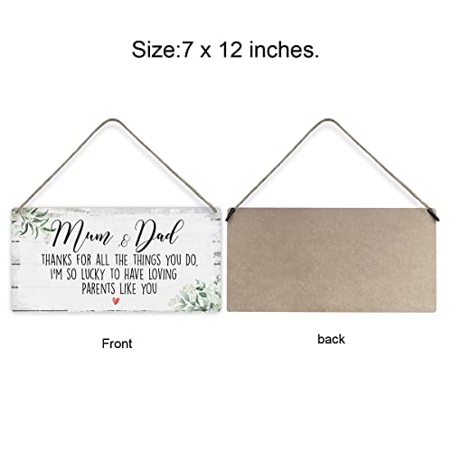 MIGUMUTU Mum and Dad Thanks for All the Things You Do Sayings Home Wall Decor Wooden Signs Rustic Hanging Wall Plaque Sign Parents Present - color: Thanks to parents