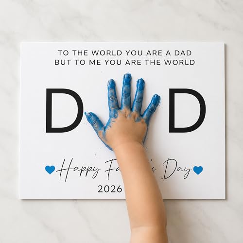 Pack 4 Fathers Day Crafts for Kids, Best Dad Ever Hands Down Handprint Craft, Fathers Day Personalized Gifts from Kids, Cute DIY Father’s Day Handprint Cards, Meaningful Birthday Gift for Dad - color: Card Dad Handprint