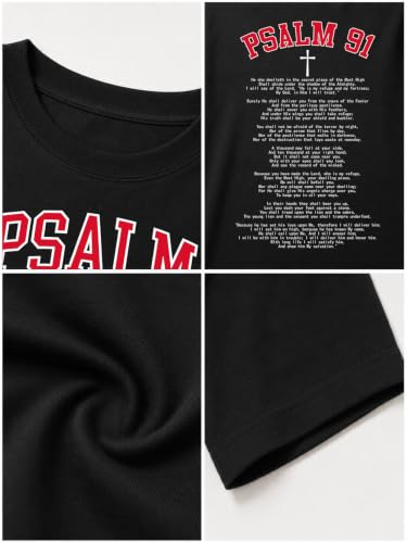 Tewmeu Christian Shirts for Women Oversized Psalm 23 Faith Bible Verse Tee - color: Black-a, size: Medium