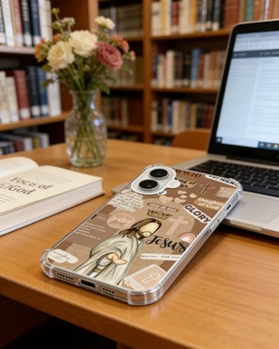 Brown Christian Phone Case Compatible with iPhone 17, God Jesus Aesthetic Phone Cover for iPhone 17 - color: Brown Christian