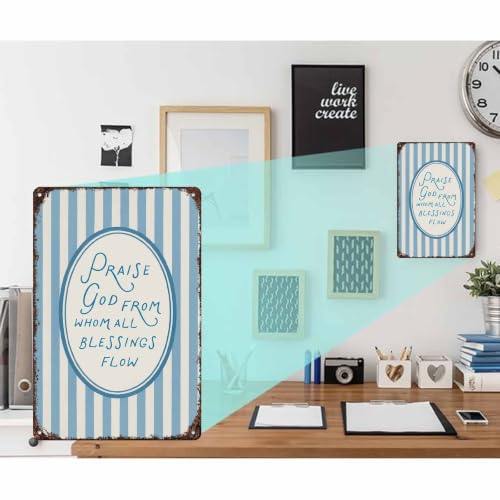 Praise God from Whom All Blessings Flow Farmhouse Metal Sign 8 x 12 Inch