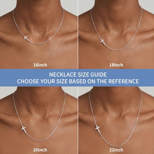 925 Sterling Silver Cross Necklace for Women Silver Cross Necklace - color: Silver -20"