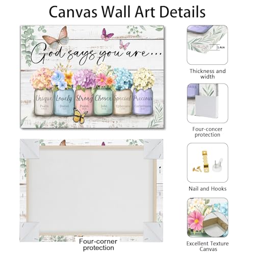 God Says You Are Wall Art Christian Inspirational Bible Painting 12"x16" - color: A-Christian God Says You Are, size: 16"L x 12"W