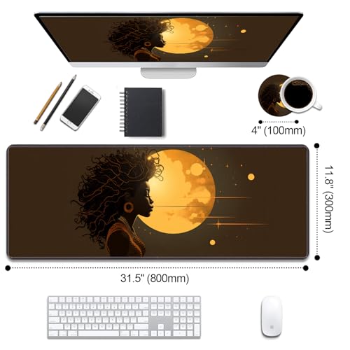 Desk Pad Mat Gaming Mouse Pads with Coasters Set, Stitched Edges Design Mouse Pad XL Large Mouse Pad for Laptop Computers Cute American Fashion Girl Desk Writing Mat for Office & Home 31.5"x 11.8" - color: Cute American Fashion Girl, size: 31.5" x 11.8"