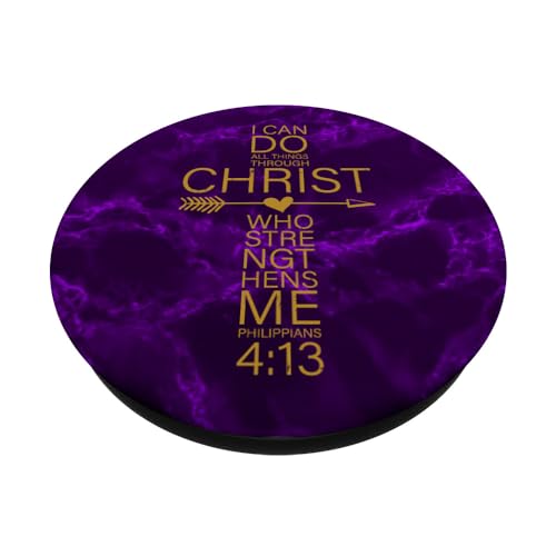 Philippians 4:13 Cross Christian Gifts Women Heart Purple PopSockets Adhesive PopGrip - style: Adhesive PopGrip