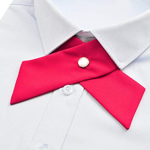 Adjustable Criss Cross Bow Tie School Uniform Pre Tied Bowtie Necktie Women Uniform Tie Cosplay Costume Accessory - color: 01, Rose Red
