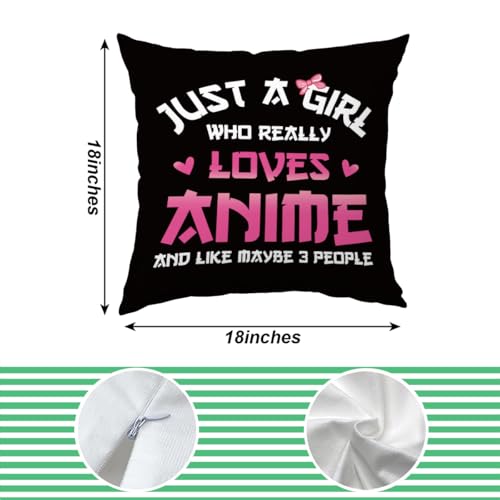 Anime Girl Body Pillow Covers Anime Gifts for Women Just A Girl Who Really Loves Anime Anime Gifts Black Throw Pillows Anime Pillow Covers Soft Flannel Couch Pillow Cover for Sofa Bedroom Office Decor - color: Just a Girl Who Really Loves Anime