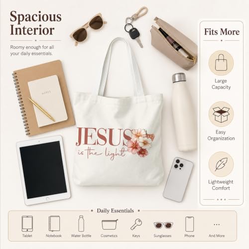 Christian Canvas Tote Bag, Bible Verse Reusable Shopping Bag - color: Jesus