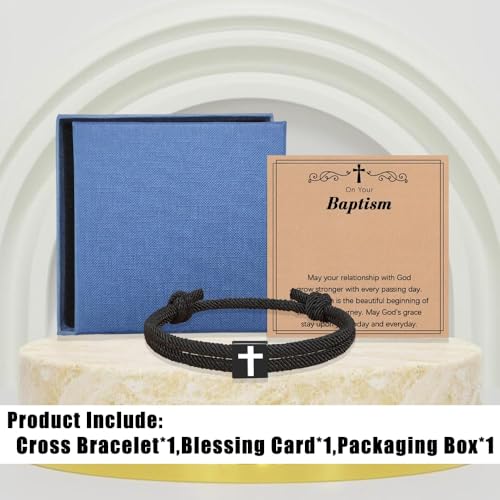 Baptism Gifts for Boys,Braided Rope Cross Bracelet for Kids,First Communion Gifts Boys Christian Christening Graduation (Always Remember) - color: Always Remember
