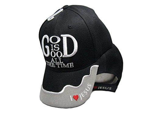 God is Good All The Time Christian Jesus Black Embroidered Cap Hat 822