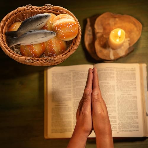 Shappy 8 Pcs Loaves and Fishes Set, 5 Bread 2 Fish 1 Basket, Ocean Carp - style: Ocean Carp