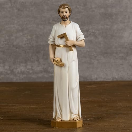 BC Catholic St. Joseph Statue The Worker, 6" H Catholic Saint Figure, Patron Saint for Worder, Inspirational Indoor Statue, Handpainted Renaissance Sculpture Purity & Grace Collection by Buildclassic - color: St. Joseph the Worker